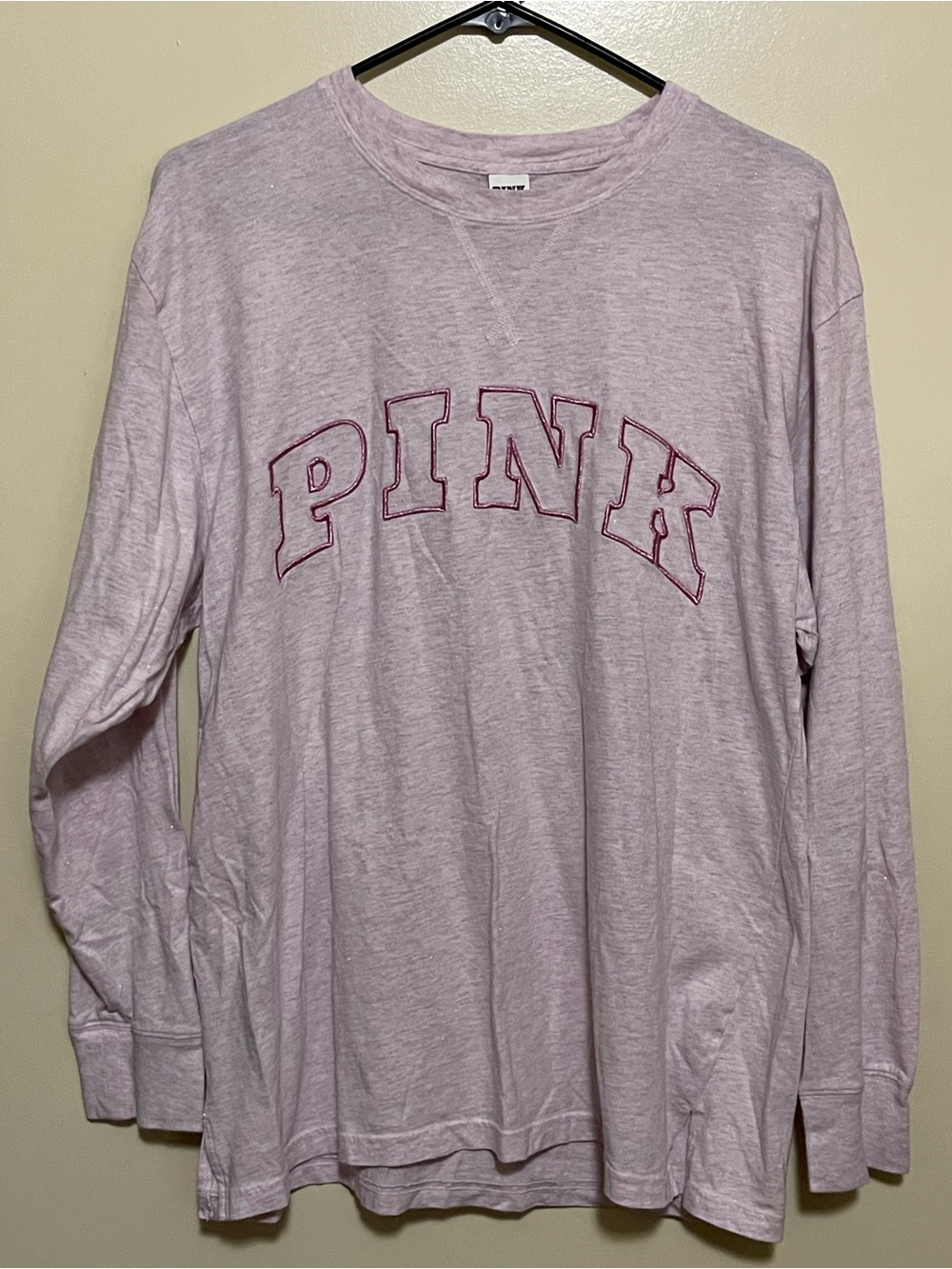 PINK Victoria's Secret Heathered Light Pink Long Sleeve Crew